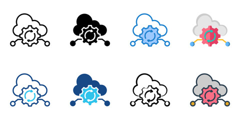 API Integration icon set multiple style collection 
