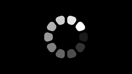 A loading circle animation with grayscale stones on a plain black background