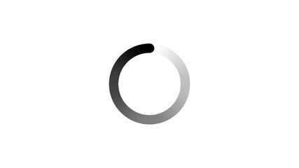 Animation looping a gray circular shape with a gap on a white background indicating loading