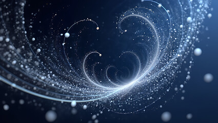 Wall Mural - abstract swirling vortex of luminous white particles and light trails against a dark blue background