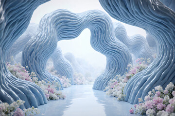 Wall Mural - A serene winter landscape with snow and ice meets the blue sky, a tranquil scene on the horizon