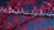 © 288 Studio - Macro of thorns on a branch under neon lighting. Nature selected theme, dangerous plant