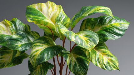 Wall Mural - Beautiful tropical leaves houseplant decoration bringing perfect greenery into modern interiors