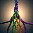 © Veggymulyanto - Vibrant multi-colored ropes intertwining and braiding together, symbolizing unity, strength, and diversity.