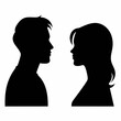 © Sandeep - Man and woman silhouette face to face vector stock illustration