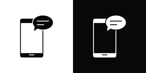 Text message icon. The black silhouette vector