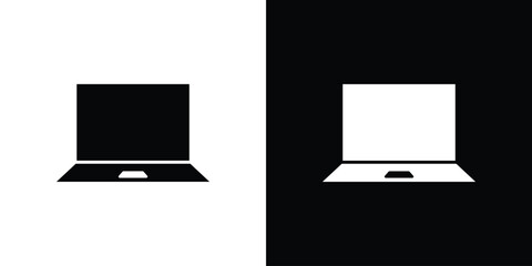 Laptop icon. The black silhouette vector
