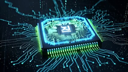 Artificial Intelligence (AI) Chip on Motherboard with Electronic Circuits, the future technology