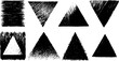 © Good moose - Grunge triangle shapes with textured strokes in black and white. Geometric sketch set in rough style, vector illustration.