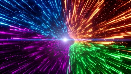Wall Mural - Energetic Space Travel: A kaleidoscopic journey through vibrant neon light trails animation
