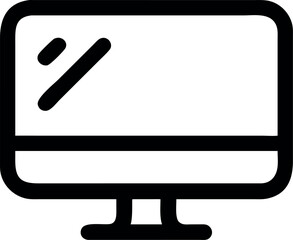 Monochrome vector graphic of a computer monitor, an isolated symbol for technology, web design, and digital display concepts on a white background