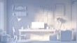 © IRMA - Minimalist, Monochromatic Home Office Scene with Soft Lighting