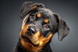 © Vlad - Dog Tilted Head. Rottweiler Puppy Gazing at Camera with Adorable Expression