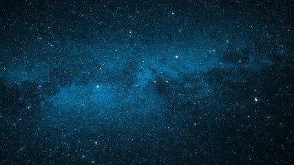 Wall Mural - Flying Through The Stars And Blue Nebula In Space. Galaxy exploration through outer space towards glowing milky way galaxy