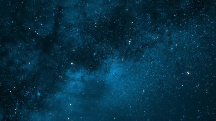 Wall Mural - Flying Through The Stars And Blue Nebula In Space. Galaxy exploration through outer space towards glowing milky way galaxy