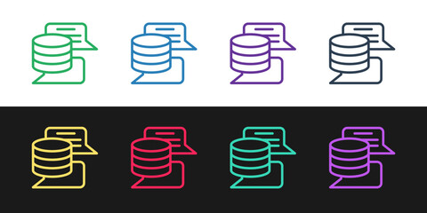Wall Mural - Set line Server, Data, Web Hosting icon isolated on black and white background. Vector
