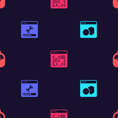Wall Mural - Set Software, Loading data window, and Computer mouse on seamless pattern. Vector