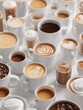 © Johannes - an array of coffee beverages in white mugs perfect for celebrating international coffee day