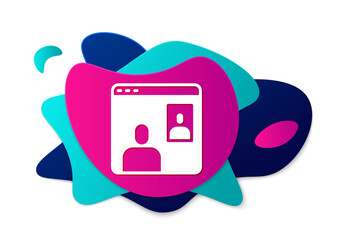 Wall Mural - Color Video chat conference icon isolated on white background. Computer with video chat interface active session on screen. Abstract banner with liquid shapes. Vector