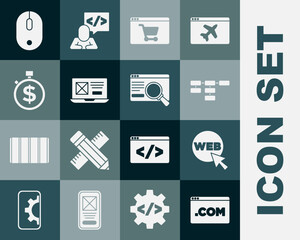 Wall Mural - Set UI or UX design, Web and graphic, Site map, Online shopping on screen, Time is money, Computer mouse and icon. Vector