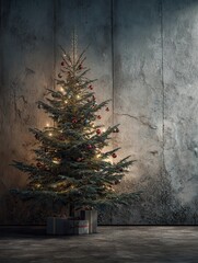 Wall Mural - christmas tree against a textured wall