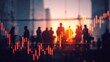 © Johannes - stock market business and trading concept with digital screen with financial chart graphs and candlestick and group of people in office at sunset double exposure no logos no brands ar 169