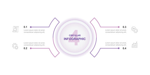 Wall Mural - Vector business infographic element with 2 step line circle concept