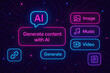 © DailyStock - AI content creation concept with icons for text image music and video generation artificial intelligence