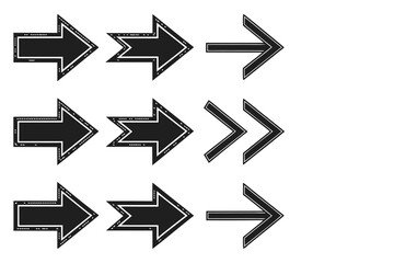 Collection of Unique Black Arrow Illustrations Pointing Right Ward Directional Guidance Sign Vector Image Design Assets Templates Ideas for Designers and Developers