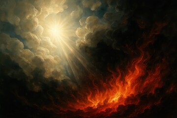 Wall Mural - Dramatic Contrast Between Heaven and Hell Conceptual Art with Light and Dark Elements