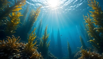  Underwater Limestone Crevice Illuminated by Submersible Lights – Sunlight Beams in Dark Cave