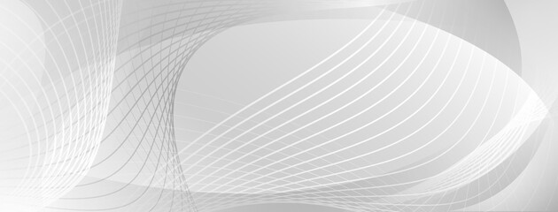 Wall Mural - Gray abstract background with white curved lines creating a sense of movement and flow.