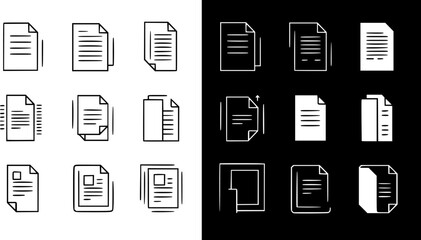 Paper documents icons. Line symbol and document icon. Paper symbol with single and multiple pages. vector illustration.
