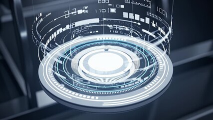 Futuristic Digital Interface With Rotating Sphere And Glowing Blue Light