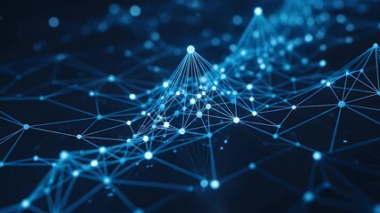 Abstract Digital Network Structure With Connected Nodes and Glowing Lines