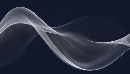 Wall Mural - flowing abstract white wave lines on dark blue background creating elegant futuristic motion texture