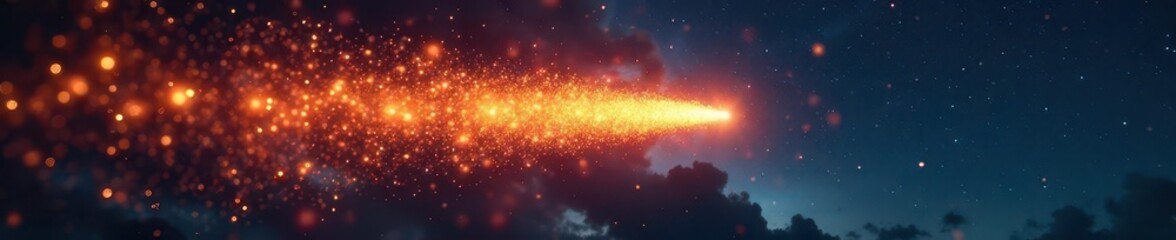 Wall Mural - Bright orange and yellow fireballs streak across night sky , constellation, sky