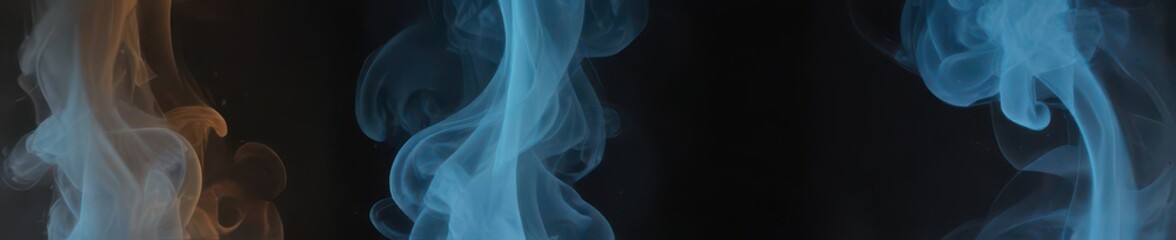 Wall Mural - Ethereal blue smoke swirls on abstract dark background , backdrop, digital, pattern