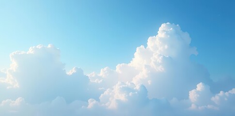 Wall Mural - Soft, diffused blue sky, fluffy white clouds, peaceful background , heaven, atmosphere, background image