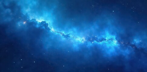 Wall Mural - Swirling nebula-like blue abstract background, energy, light