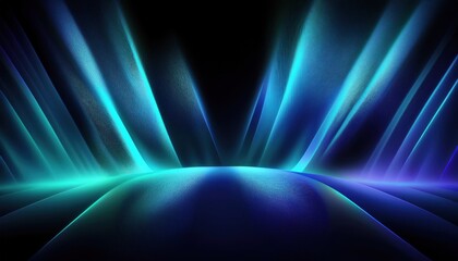 Wall Mural - radiant blue neon light burst with futuristic glowing wave lines and energy flow pattern perfect for