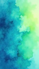Wall Mural - Abstract blue and green watercolor wash background, vibrant, splash