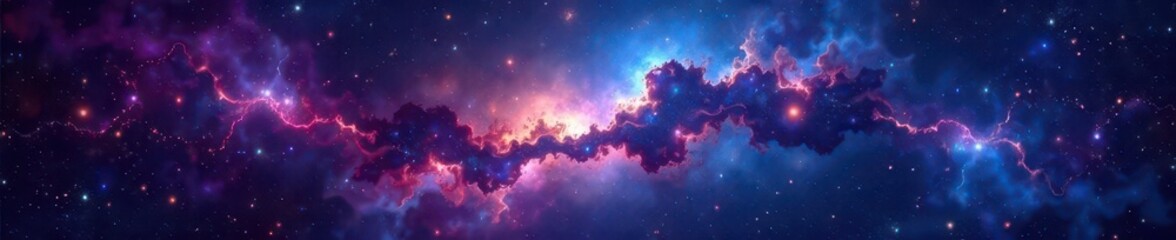 Wall Mural - Deep Space Panorama of Twinkling Stars and Nebulae, nebula, cosmic, galaxy