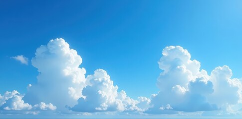 Wall Mural - Vast blue sky dotted with fluffy white cumulus clouds , white, beautiful, dreamy
