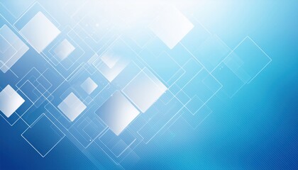 Wall Mural - futuristic blue gradient with transparent overlapping square patterns creating digital abstract back