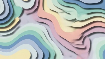 Pastel Topographic Map Abstract Background Illustration, Layered Wavy Lines Design