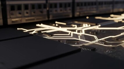 Dynamic glowing circuit board animation, modern technology and innovation concept for business