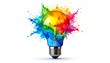 © ngopi - Colorful lightbulb exploding with vibrant paint splashes