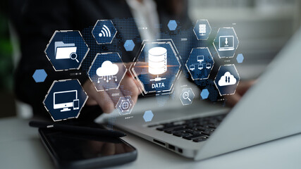Wall Mural - cloud computing, cloud strategy, and cloud technology transforming digital infrastructure with scala