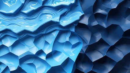 Wall Mural - abstract blue textured landscape: a digital art piece